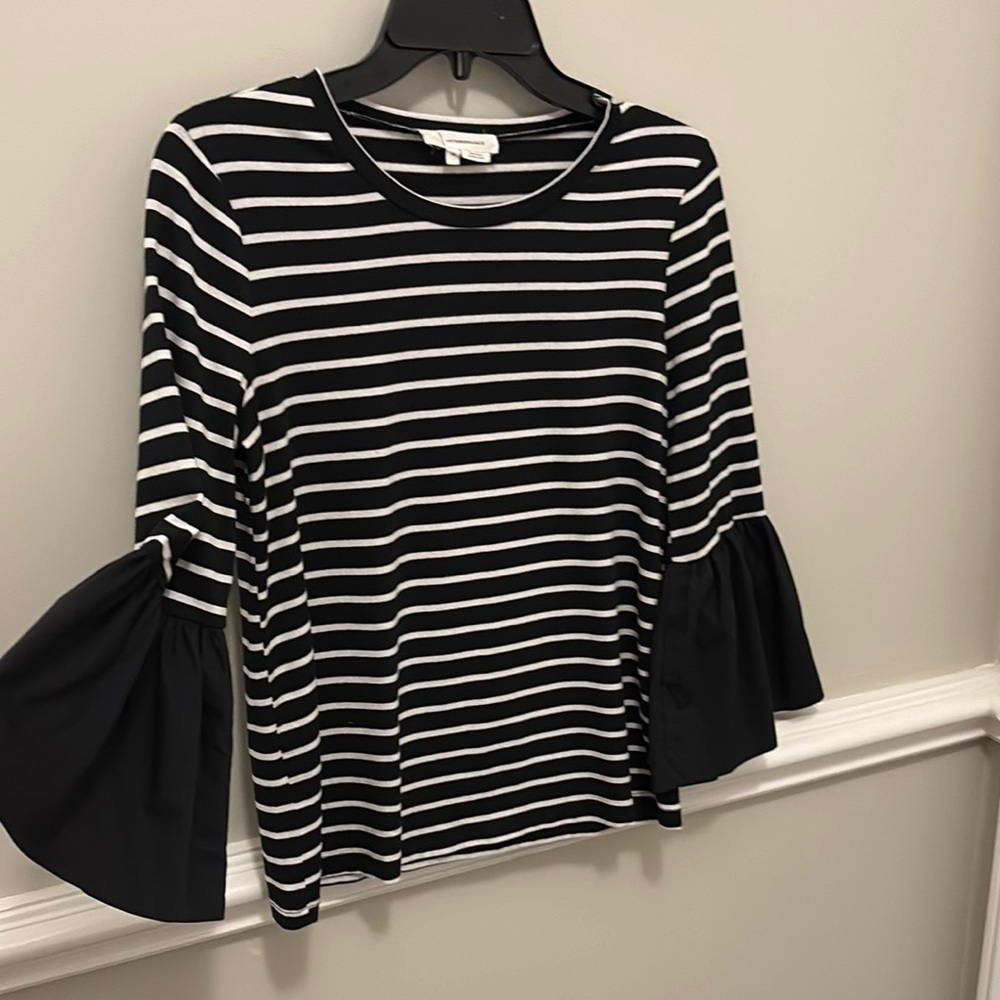Anthropologie Black and White Striped Women's Top. Medium